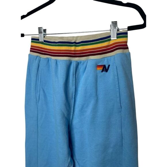 Aviator Nation Sky Blue 5 STRIPE SWEATPANTS Size S Joggers Athleisure Casual - Picture 4 of 10